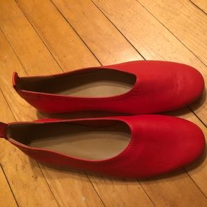 Red Leather Flat (Everlane, The Day Glove)